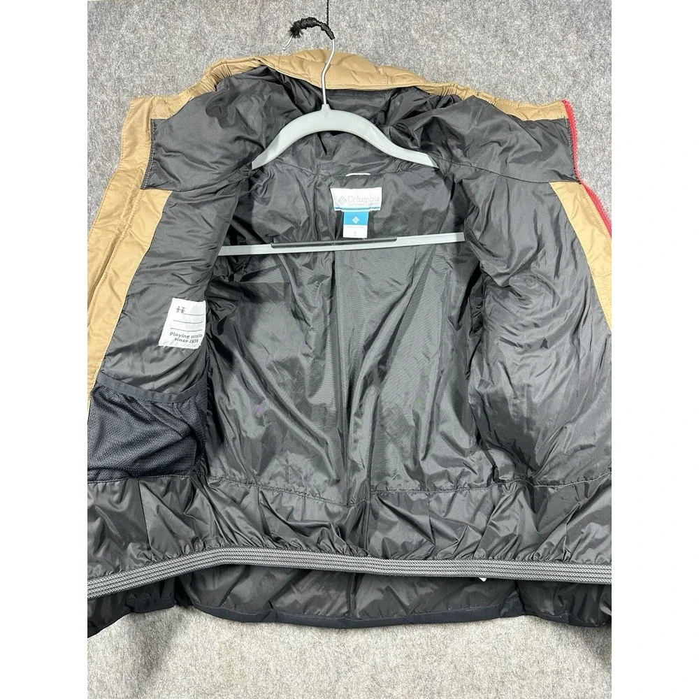 Columbia Boys Arctic Blast Jacket Youth Small 8 Tan Black Hooded Puffer Ski